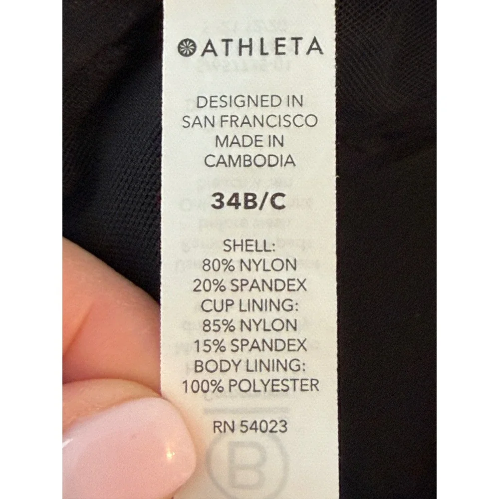 Athleta Maldives Striped Tankini Swim Top Halter Neck Keyhole Back‎ Size 34 B/C